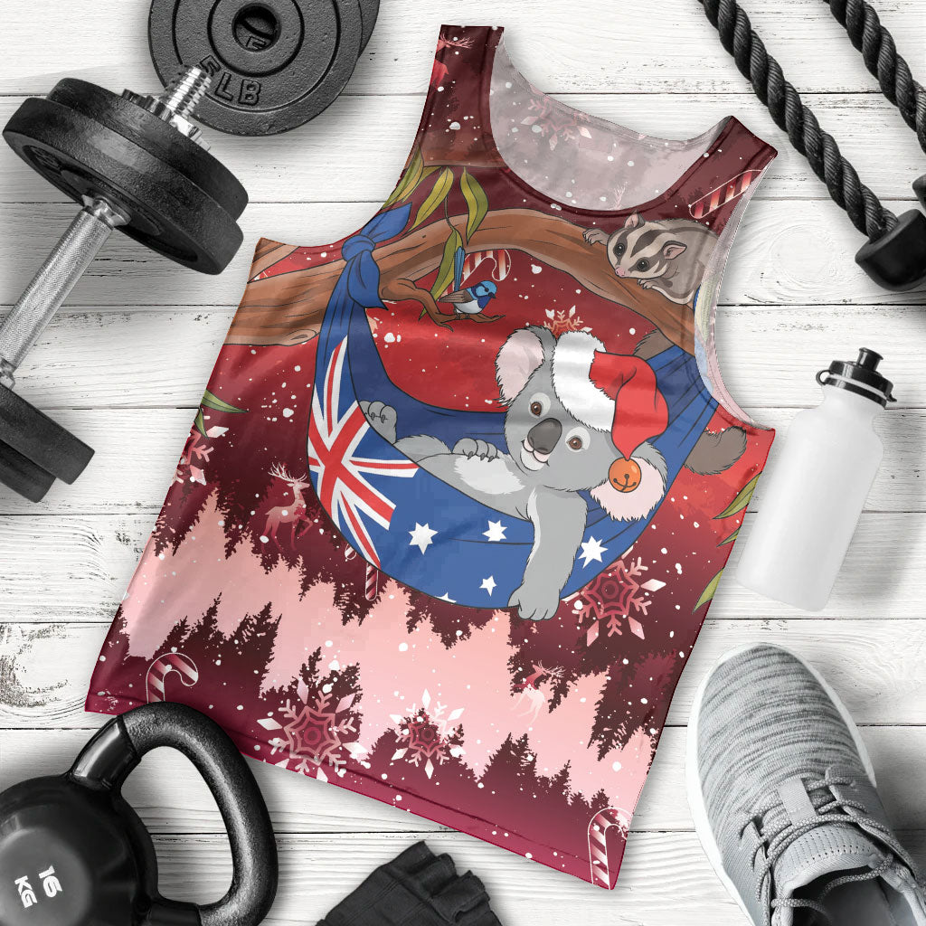 Aussie Festive Koala Christmas Men Tank Top Koala-ty Time Flag Hammock Red Style