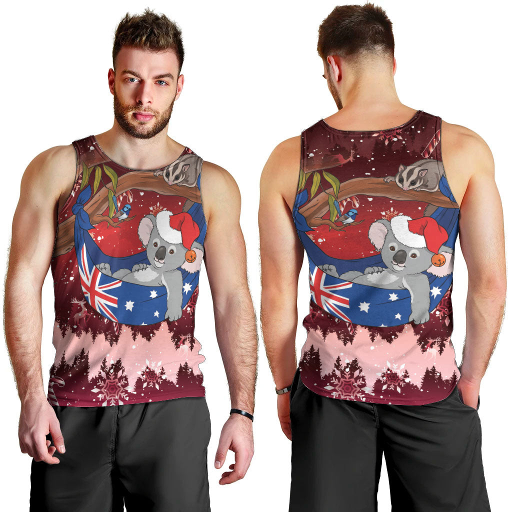 Aussie Festive Koala Christmas Men Tank Top Koala-ty Time Flag Hammock Red Style