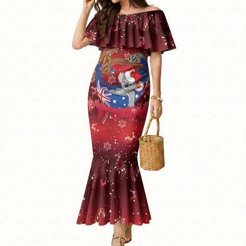 Aussie Festive Koala Christmas Mermaid Dress Koala-ty Time Flag Hammock Red Style