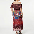 Aussie Festive Koala Christmas Off Shoulder Maxi Dress Koala-ty Time Flag Hammock Red Style