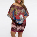 Aussie Festive Koala Christmas Off Shoulder Short Dress Koala-ty Time Flag Hammock Red Style