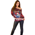 Aussie Festive Koala Christmas Off Shoulder Sweater Koala-ty Time Flag Hammock Red Style