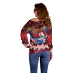 Aussie Festive Koala Christmas Off Shoulder Sweater Koala-ty Time Flag Hammock Red Style