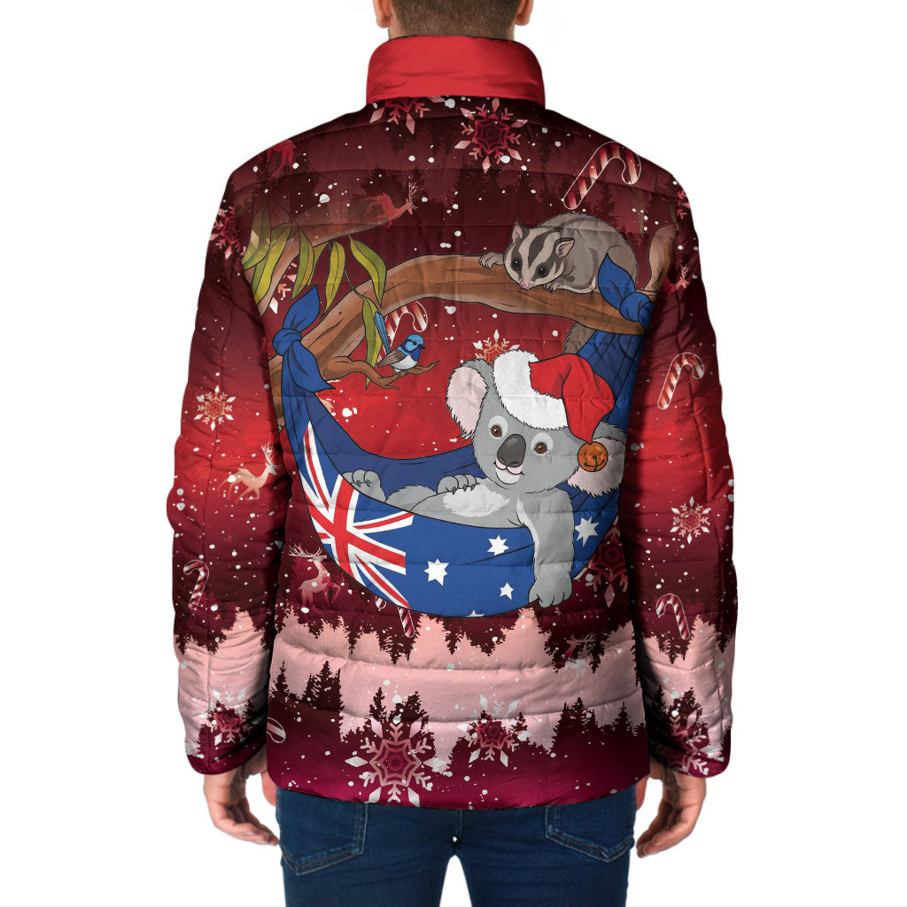 Aussie Festive Koala Christmas Padded Jacket Koala-ty Time Flag Hammock Red Style