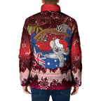 Aussie Festive Koala Christmas Padded Jacket Koala-ty Time Flag Hammock Red Style