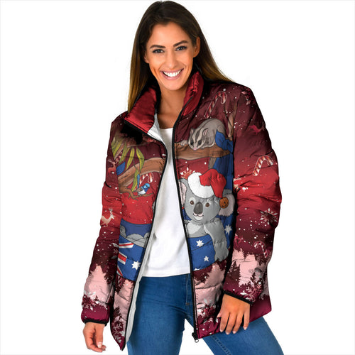 Aussie Festive Koala Christmas Padded Jacket Koala-ty Time Flag Hammock Red Style