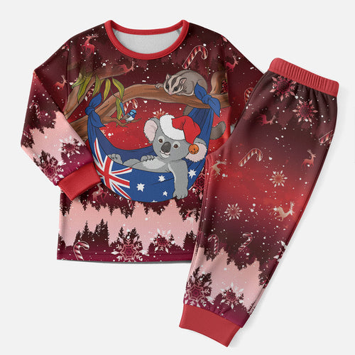 Aussie Festive Koala Christmas Pajama Set Koala-ty Time Flag Hammock Red Style