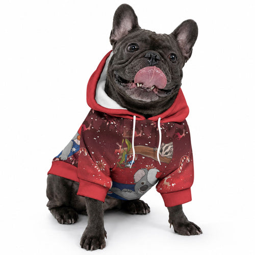 Aussie Festive Koala Christmas Pet Hoodie Koala-ty Time Flag Hammock Red Style