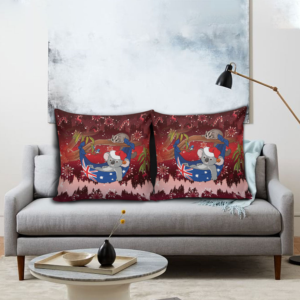 Aussie Festive Koala Christmas Pillow Cover Koala-ty Time Flag Hammock Red Style