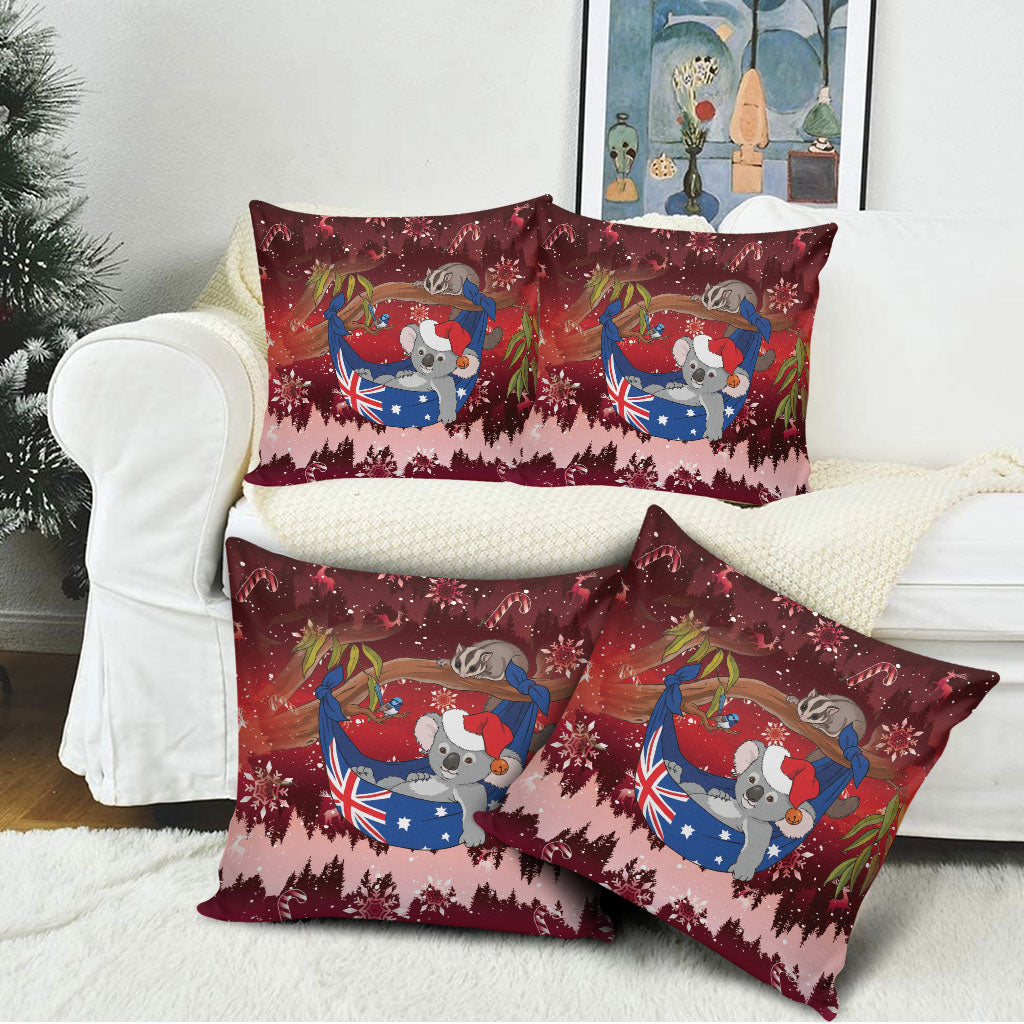 Aussie Festive Koala Christmas Pillow Cover Koala-ty Time Flag Hammock Red Style