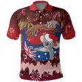 Aussie Festive Koala Christmas Polo Shirt Koala-ty Time Flag Hammock Red Style