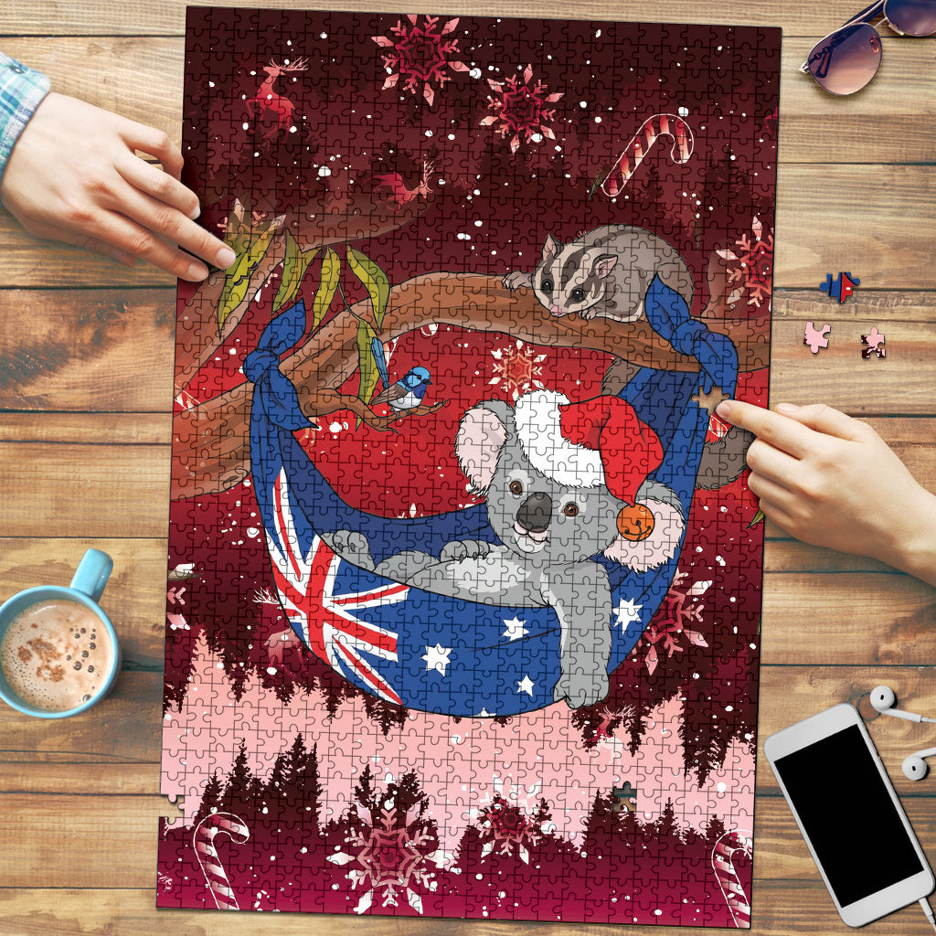 Aussie Festive Koala Christmas Puzzle Koala-ty Time Flag Hammock Red Style