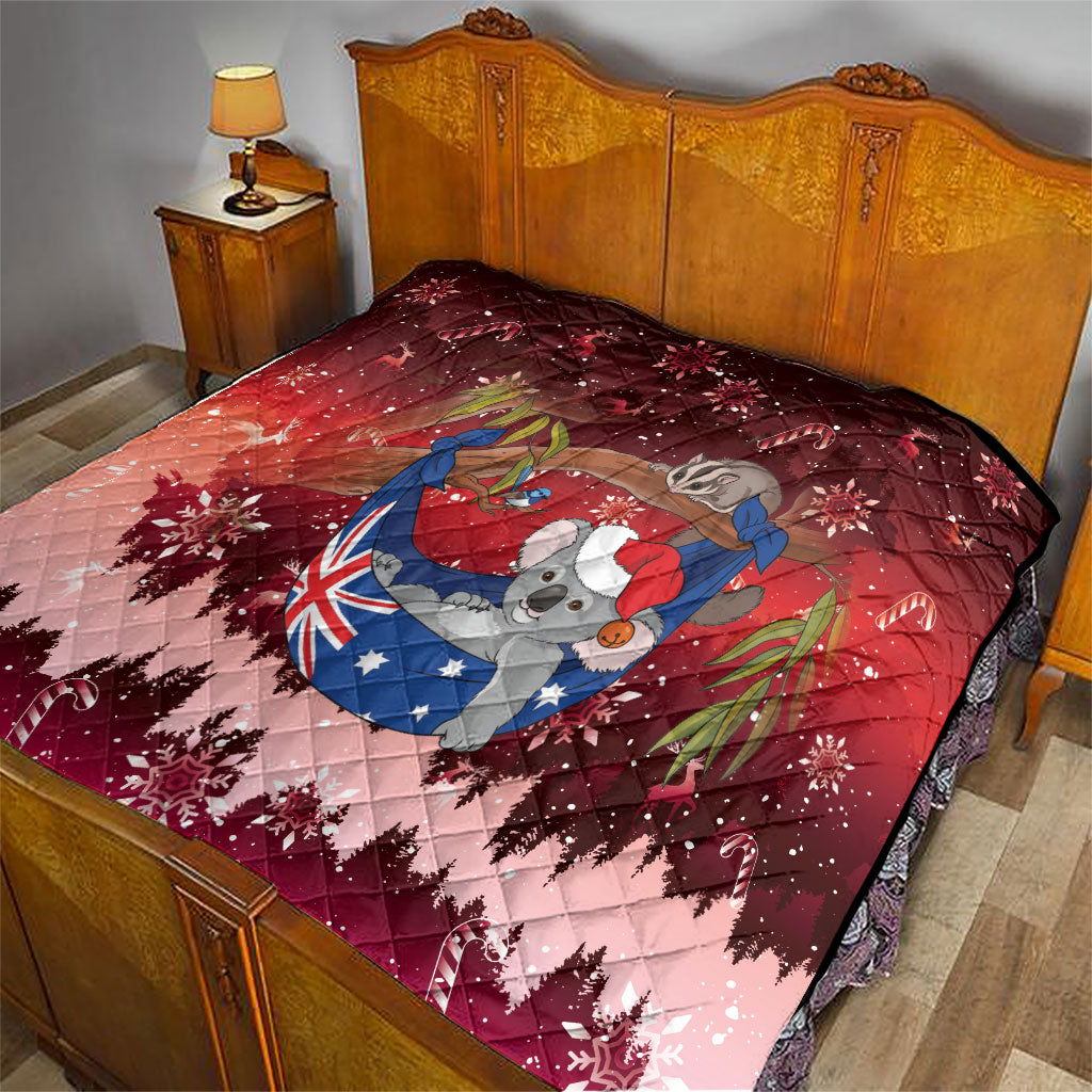 Aussie Festive Koala Christmas Quilt Koala-ty Time Flag Hammock Red Style