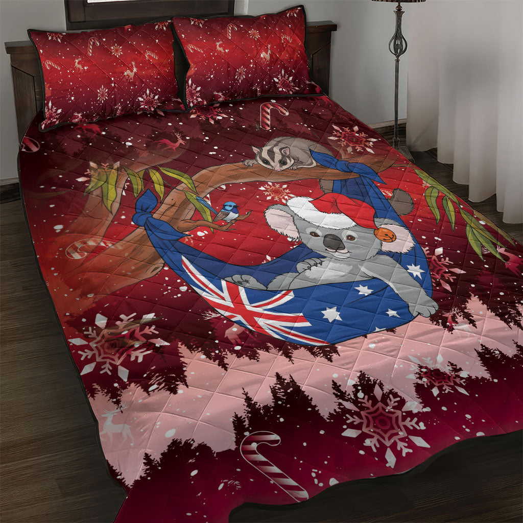 Aussie Festive Koala Christmas Quilt Bed Set Koala-ty Time Flag Hammock Red Style