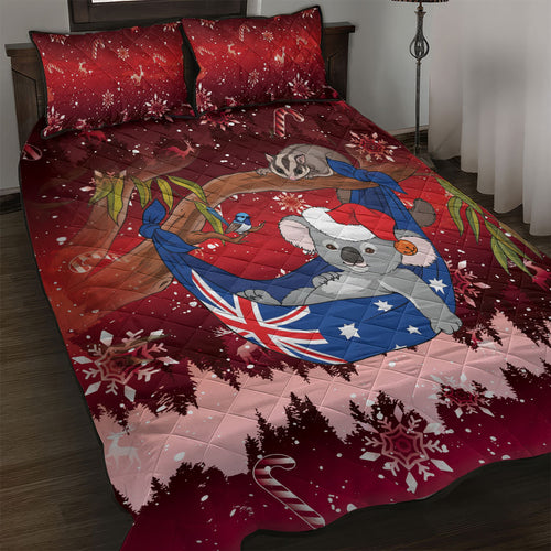 Aussie Festive Koala Christmas Quilt Bed Set Koala-ty Time Flag Hammock Red Style