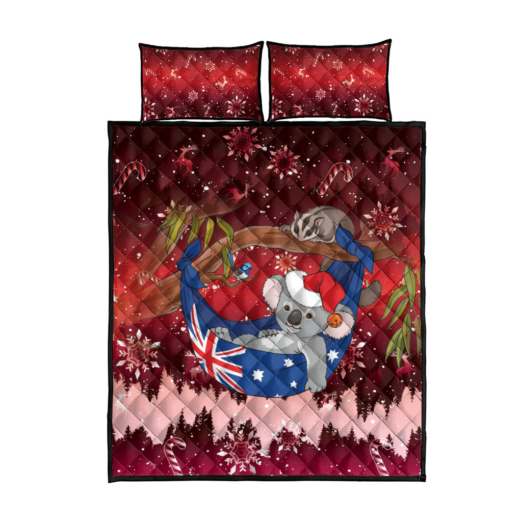 Aussie Festive Koala Christmas Quilt Bed Set Koala-ty Time Flag Hammock Red Style
