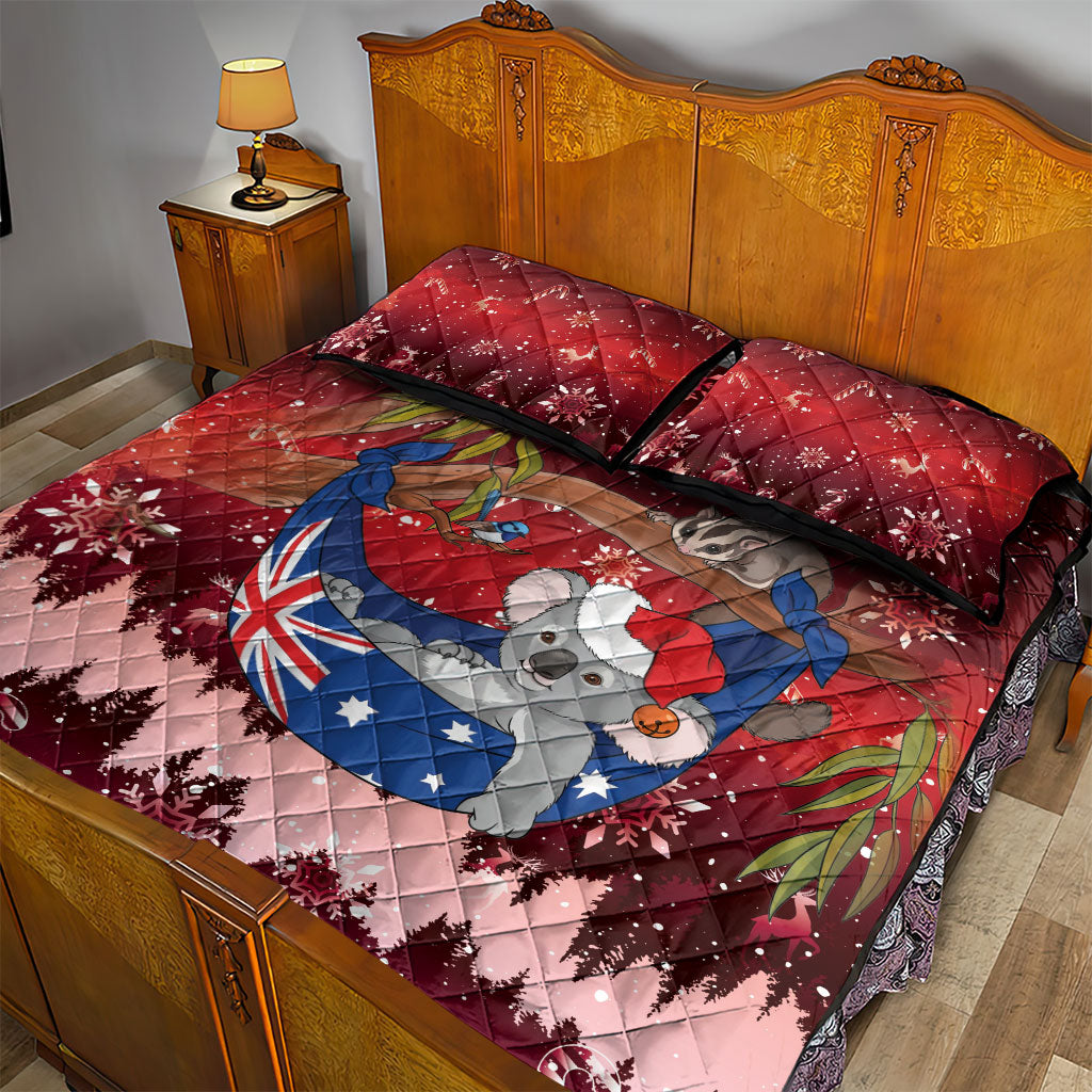 Aussie Festive Koala Christmas Quilt Bed Set Koala-ty Time Flag Hammock Red Style