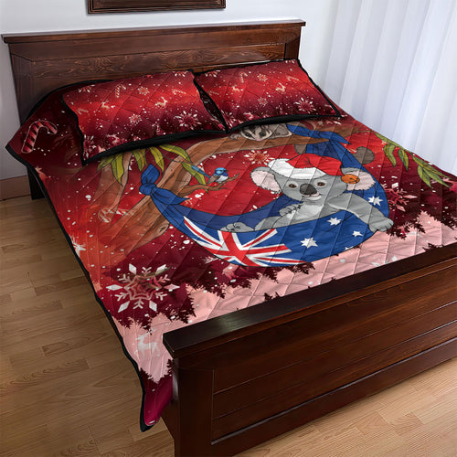 Aussie Festive Koala Christmas Quilt Bed Set Koala-ty Time Flag Hammock Red Style