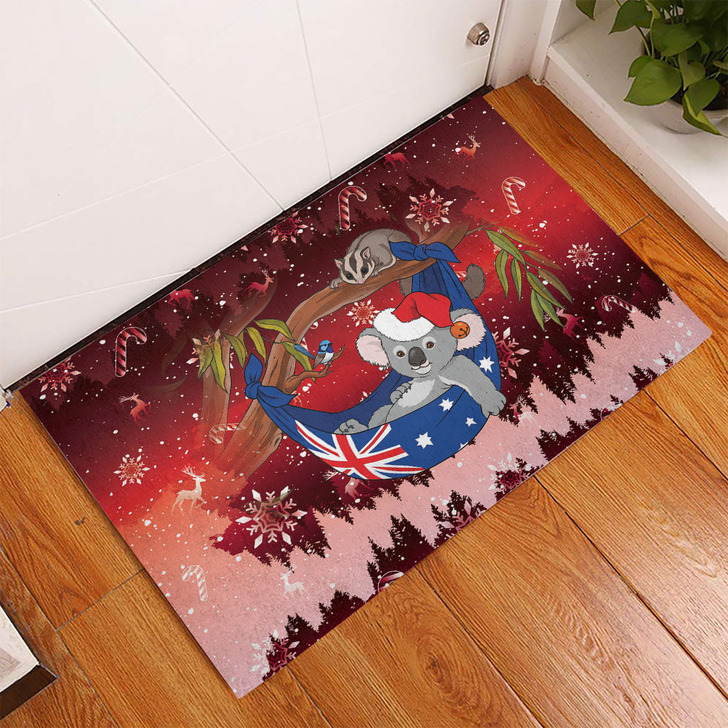 Aussie Festive Koala Christmas Rubber Doormat Koala-ty Time Flag Hammock Red Style