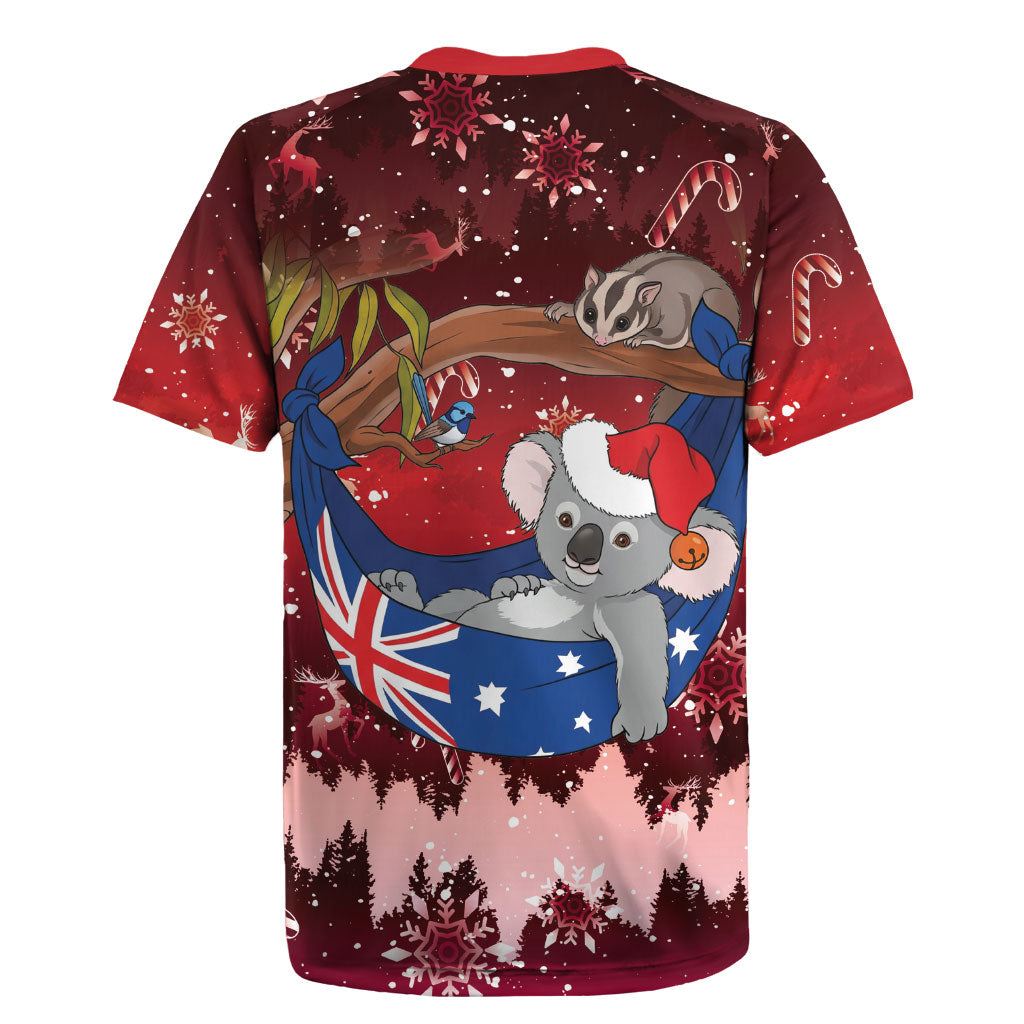 Aussie Festive Koala Christmas Rugby Jersey Koala-ty Time Flag Hammock Red Style
