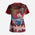 Aussie Festive Koala Christmas Scrub Top Koala-ty Time Flag Hammock Red Style