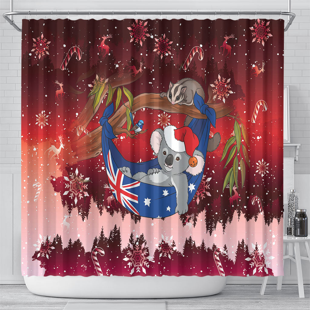 Aussie Festive Koala Christmas Shower Curtain Koala-ty Time Flag Hammock Red Style