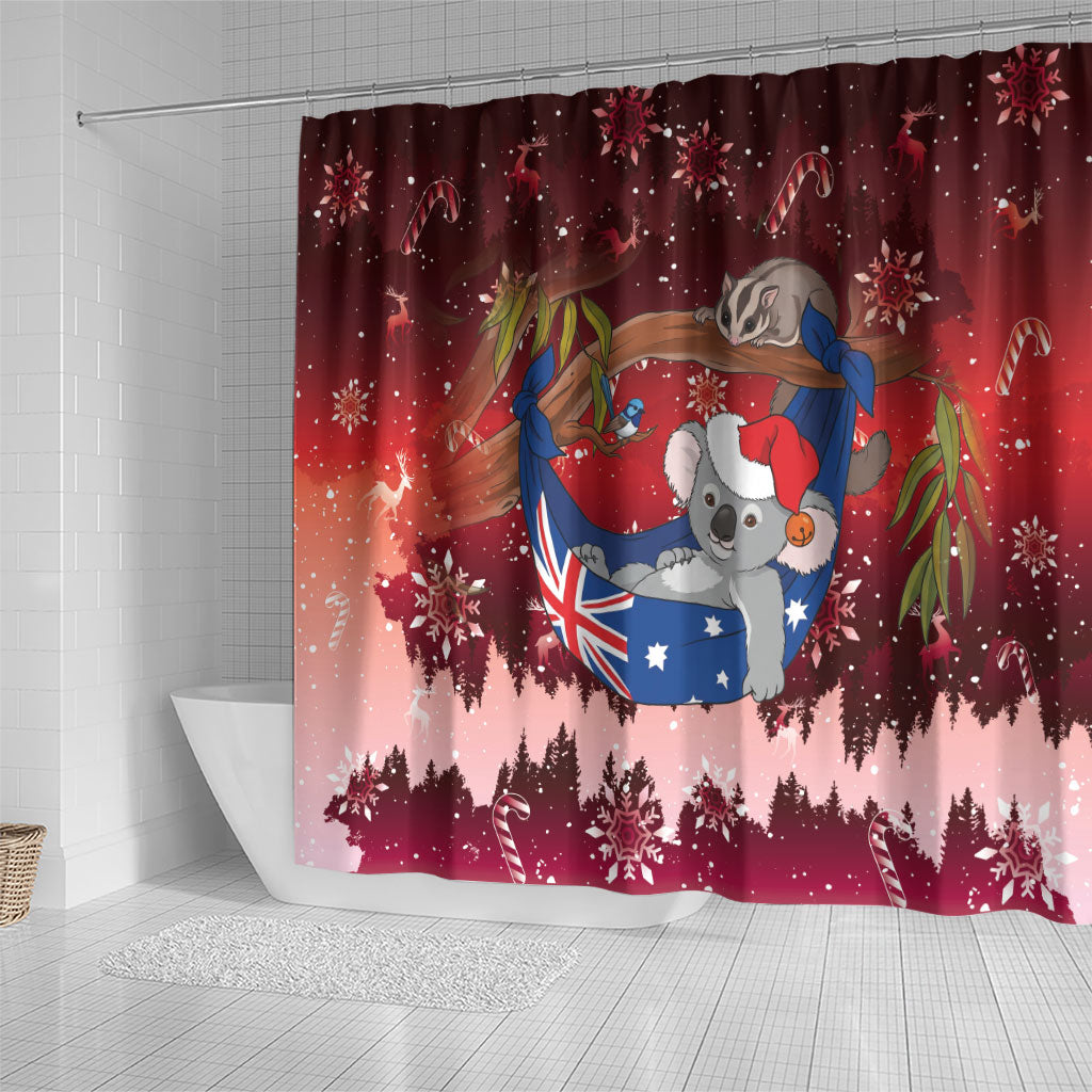 Aussie Festive Koala Christmas Shower Curtain Koala-ty Time Flag Hammock Red Style