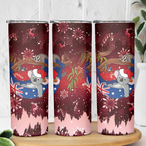 Aussie Festive Koala Christmas Skinny Tumbler Koala-ty Time Flag Hammock Red Style