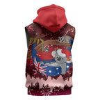 Aussie Festive Koala Christmas Sleeveless Hoodie Koala-ty Time Flag Hammock Red Style