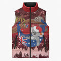 Aussie Festive Koala Christmas Sleeveless Puffer Jacket Koala-ty Time Flag Hammock Red Style