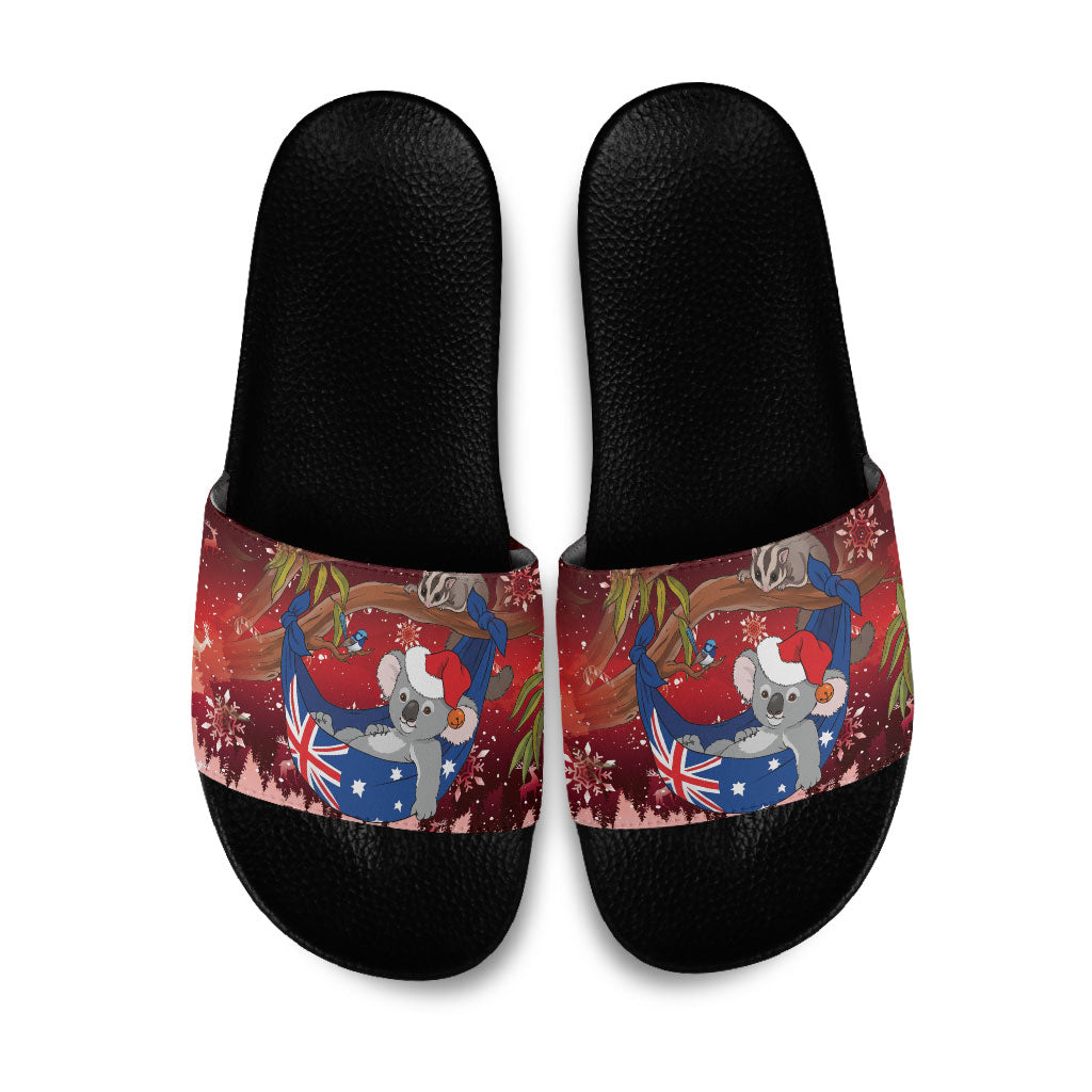 Aussie Festive Koala Christmas Slide Sandals Koala-ty Time Flag Hammock Red Style