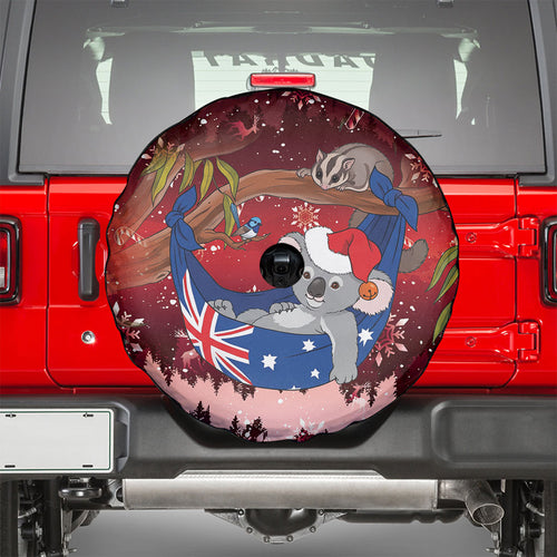 Aussie Festive Koala Christmas Spare Tire Cover Koala-ty Time Flag Hammock Red Style