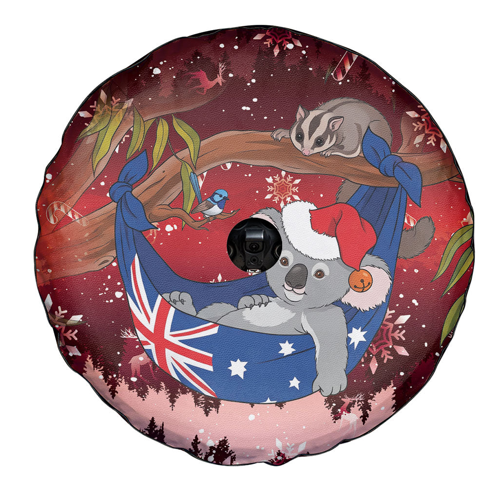Aussie Festive Koala Christmas Spare Tire Cover Koala-ty Time Flag Hammock Red Style
