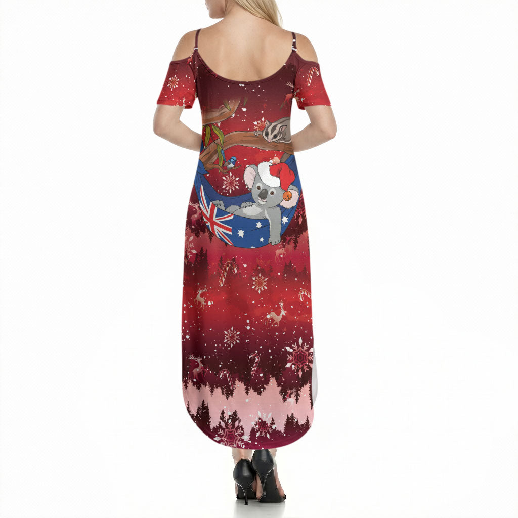 Aussie Festive Koala Christmas Summer Maxi Dress Koala-ty Time Flag Hammock Red Style