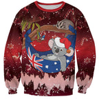 Aussie Festive Koala Christmas Sweatshirt Koala-ty Time Flag Hammock Red Style