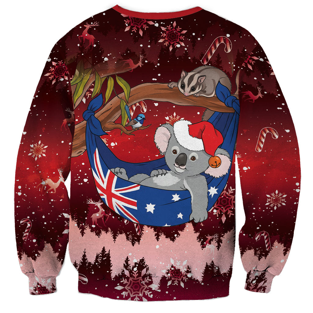 Aussie Festive Koala Christmas Sweatshirt Koala-ty Time Flag Hammock Red Style