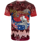 Aussie Festive Koala Christmas T Shirt Koala-ty Time Flag Hammock Red Style