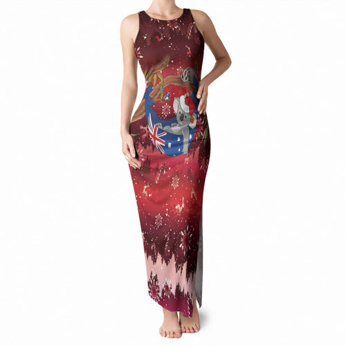 Aussie Festive Koala Christmas Tank Maxi Dress Koala-ty Time Flag Hammock Red Style