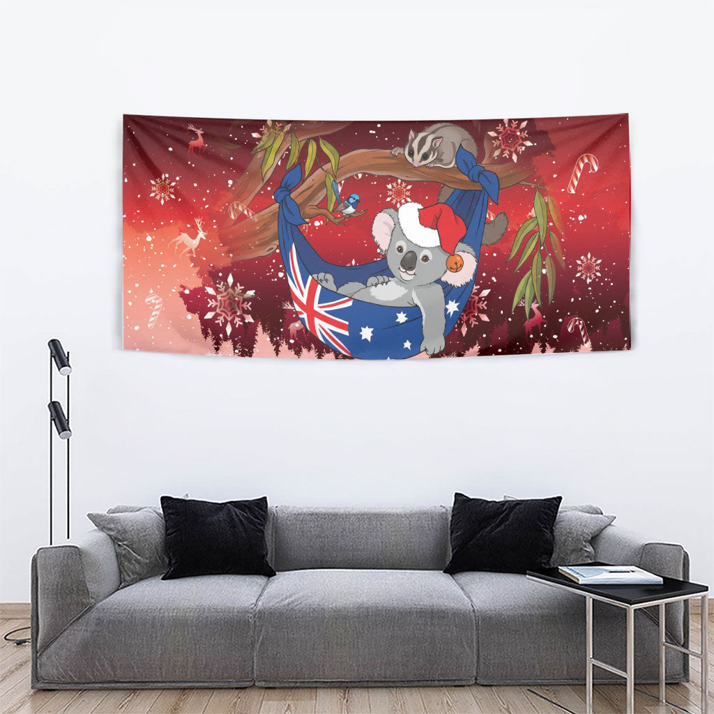 Aussie Festive Koala Christmas Tapestry Koala-ty Time Flag Hammock Red Style