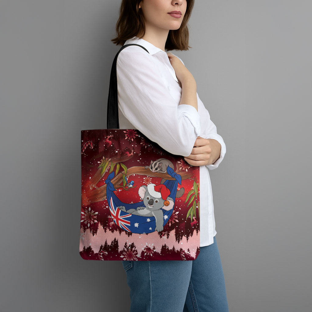 Aussie Festive Koala Christmas Tote Bag Koala-ty Time Flag Hammock Red Style