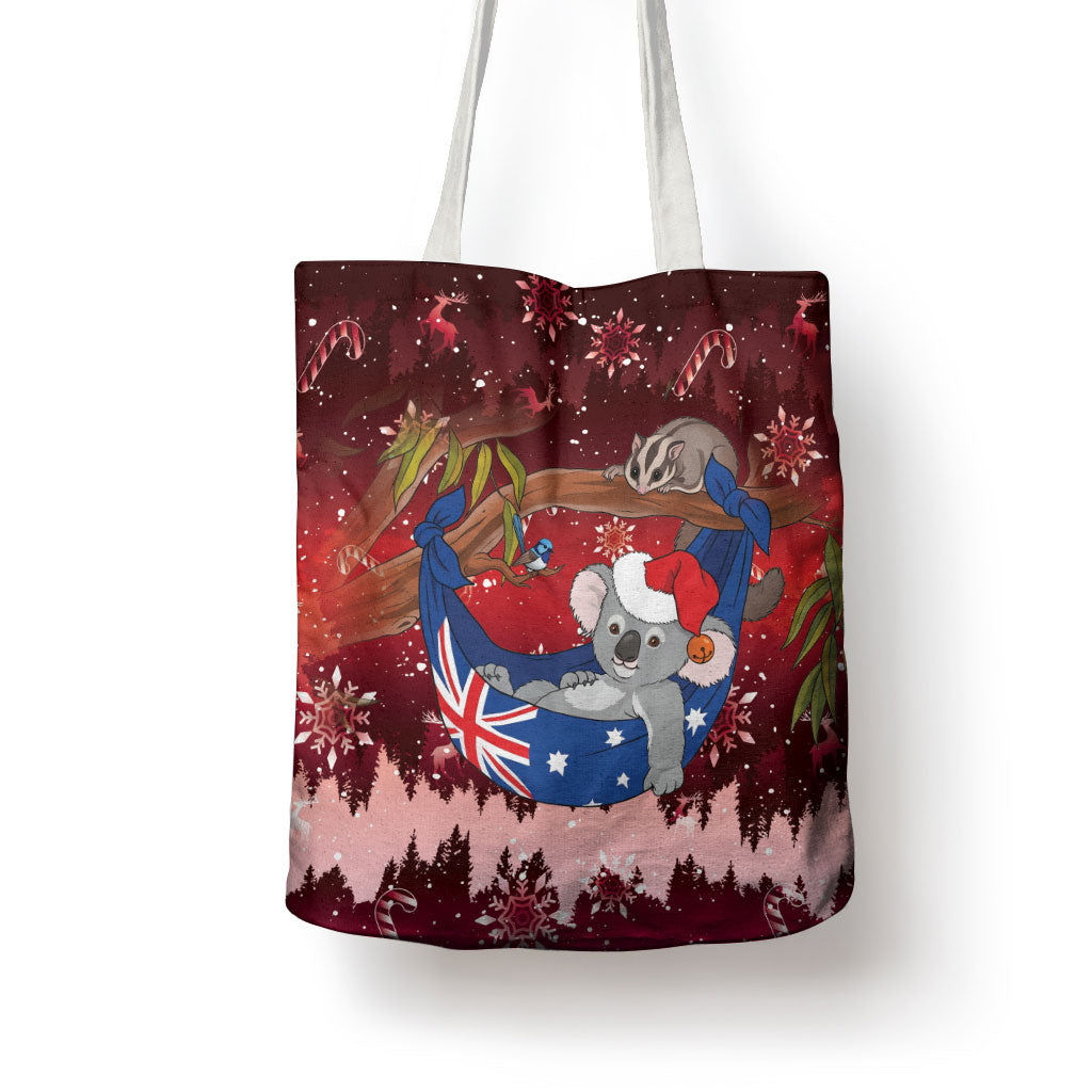 Aussie Festive Koala Christmas Tote Bag Koala-ty Time Flag Hammock Red Style