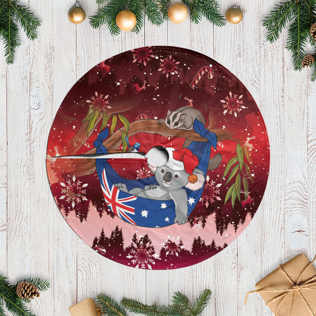 Aussie Festive Koala Christmas Tree Skirt Koala-ty Time Flag Hammock Red Style