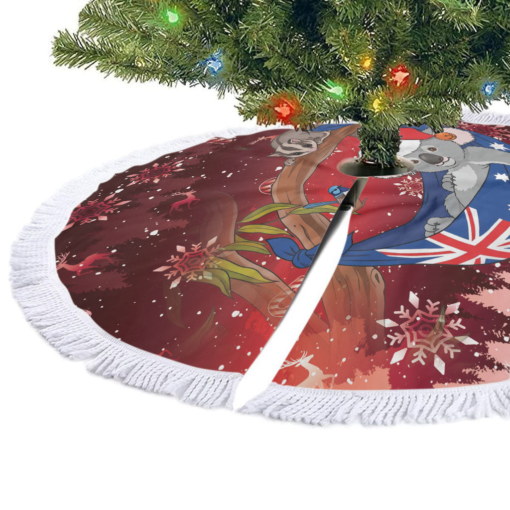 Aussie Festive Koala Christmas Tree Skirt Koala-ty Time Flag Hammock Red Style