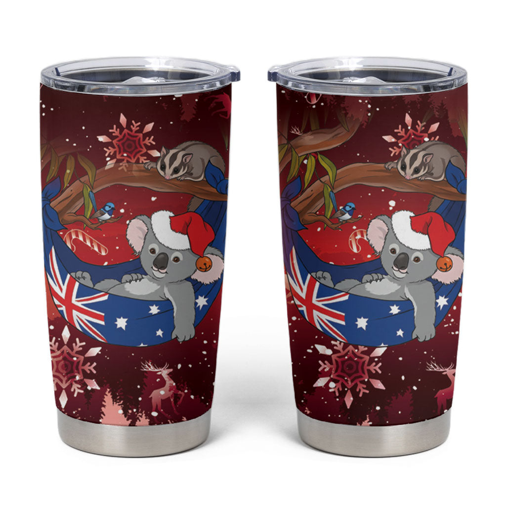 Aussie Festive Koala Christmas Tumbler Cup Koala-ty Time Flag Hammock Red Style