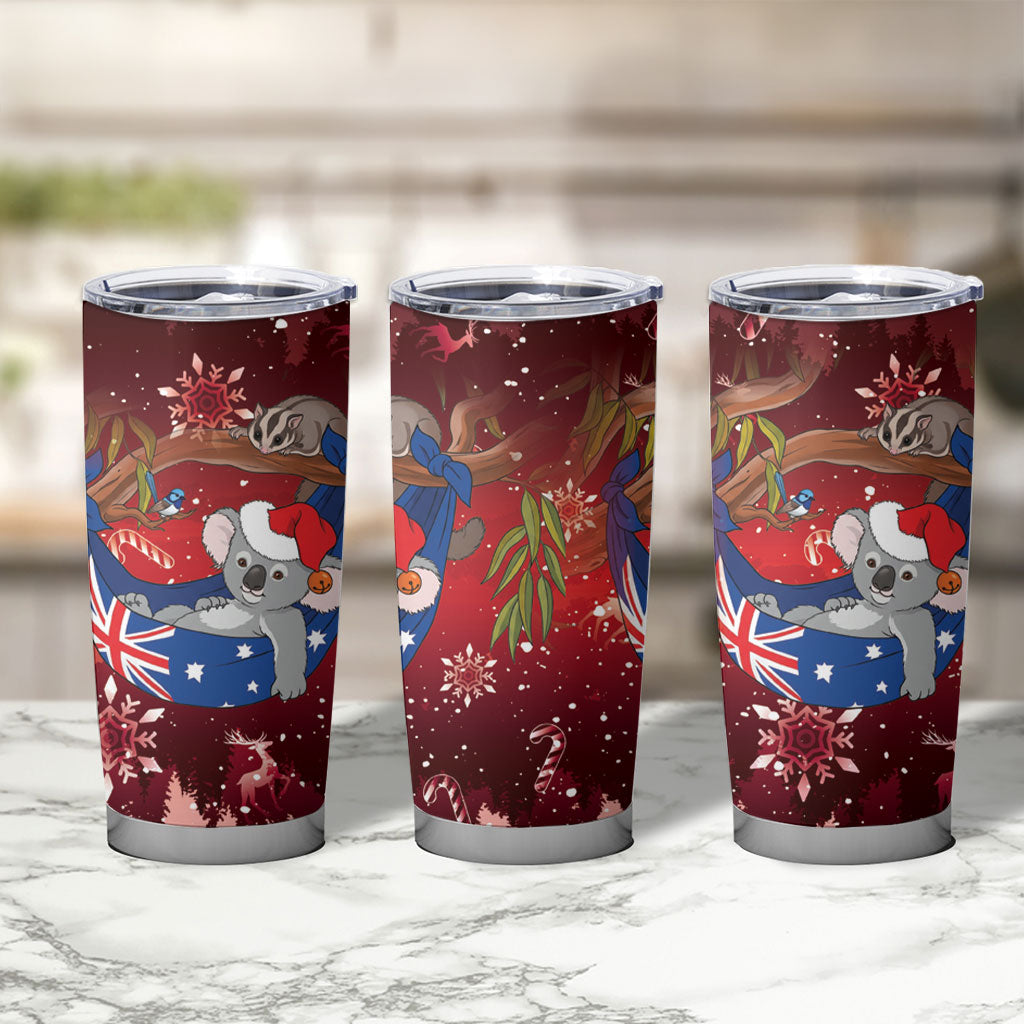 Aussie Festive Koala Christmas Tumbler Cup Koala-ty Time Flag Hammock Red Style