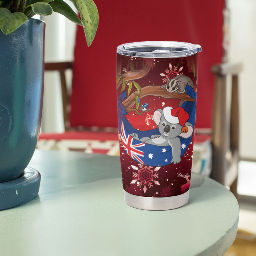 Aussie Festive Koala Christmas Tumbler Cup Koala-ty Time Flag Hammock Red Style