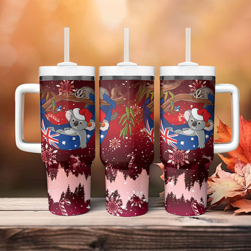 Aussie Festive Koala Christmas Tumbler With Handle Koala-ty Time Flag Hammock Red Style