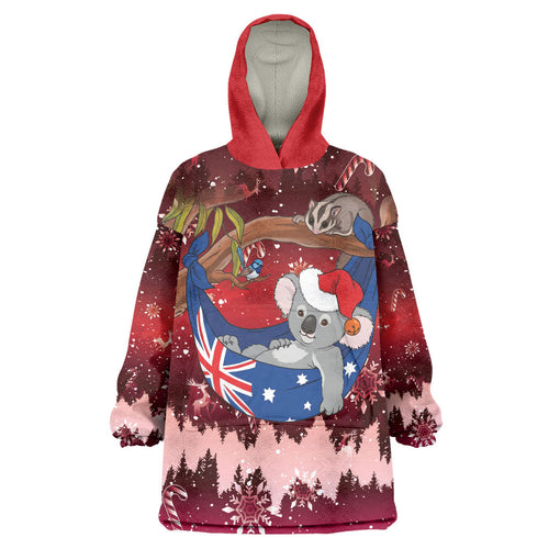 Aussie Festive Koala Christmas Wearable Blanket Hoodie Koala-ty Time Flag Hammock Red Style