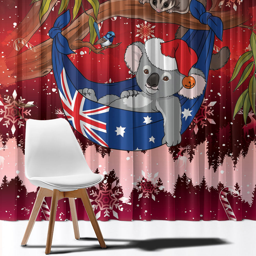 Aussie Festive Koala Christmas Window Curtain Koala-ty Time Flag Hammock Red Style