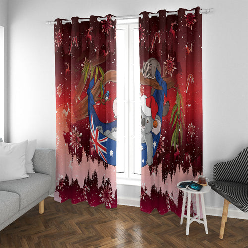 Aussie Festive Koala Christmas Window Curtain Koala-ty Time Flag Hammock Red Style